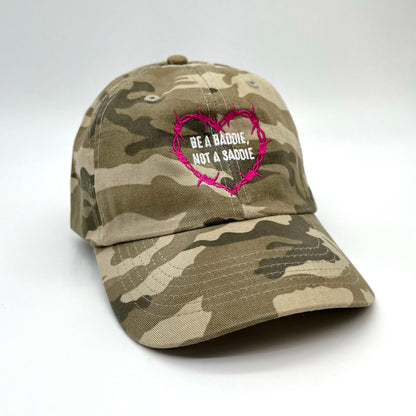 Baddie - Women's Dad Hat - Tan Camo